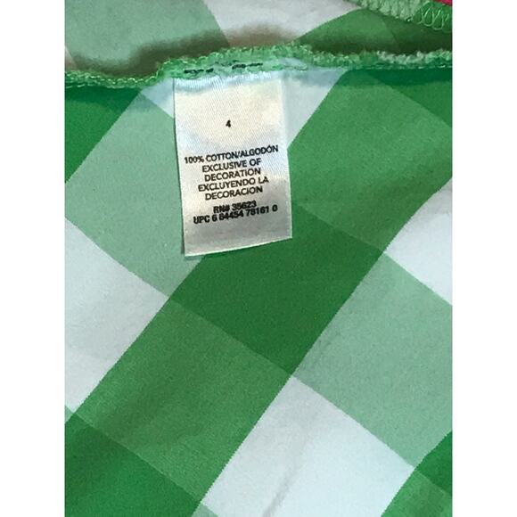 Carters Outfit Green Gingham Print Sundress Hot Pink Long Sweater Girls Size 4 - Picture 7 of 11